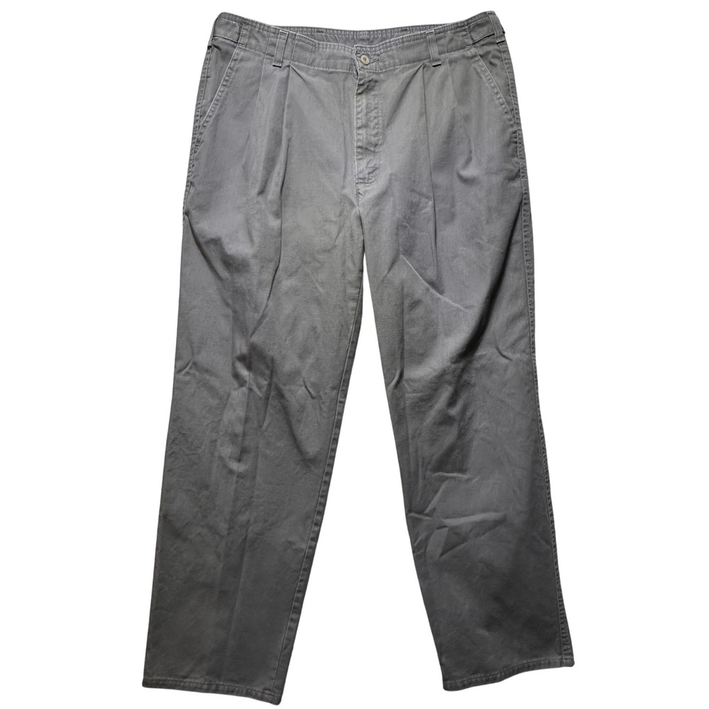 Vintage Dockers Mens Gray Pleated Relaxed Fit Cotton Pants 36x30 Made in‎ USA